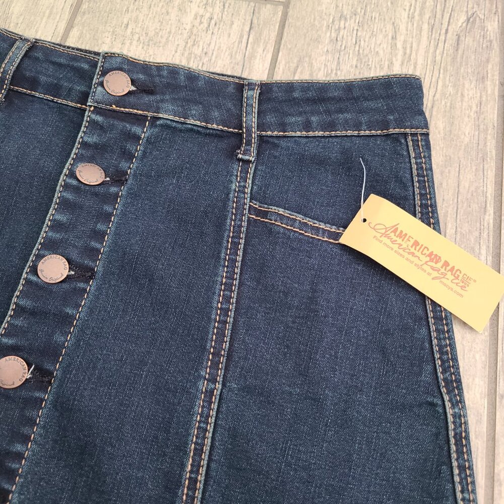 American Rag Junior Women's Denim Button-Front Mini Skirt Size 7 NWT - Picture 3 of 11